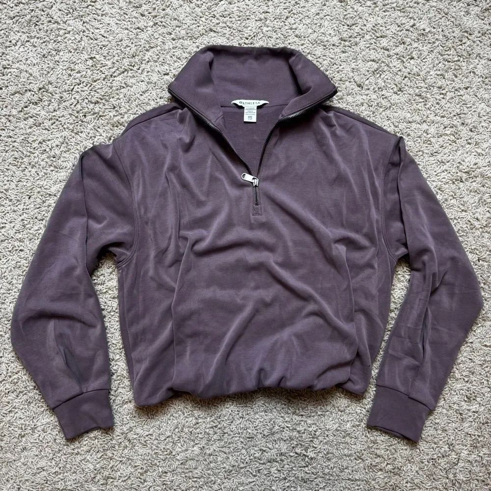 Athlete Seasoft 1/4 Zip Bubble Hem Sweatshirt Size XXS (runs large) Purple